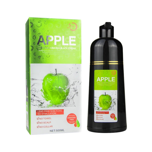 Apple Herbal Extract Ammonia-Free Hair Color Shampoo 500ml (Black) Intlcosmetic
