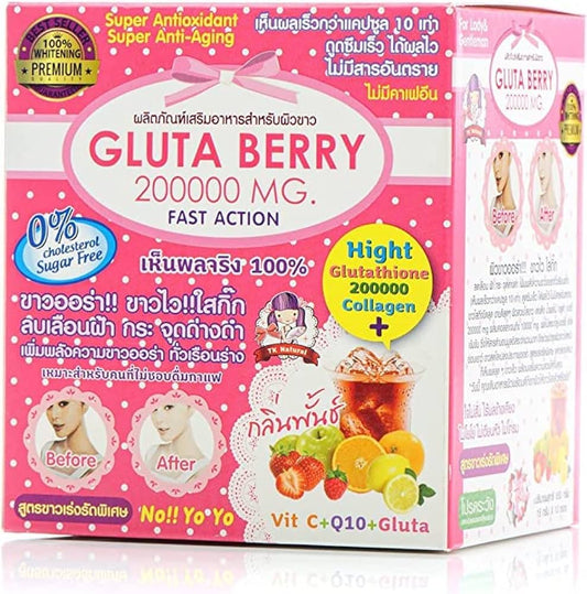 Gluta Berry 200000 Mg Drink Punch Whitening Skin Fast Action Intlcosmetic