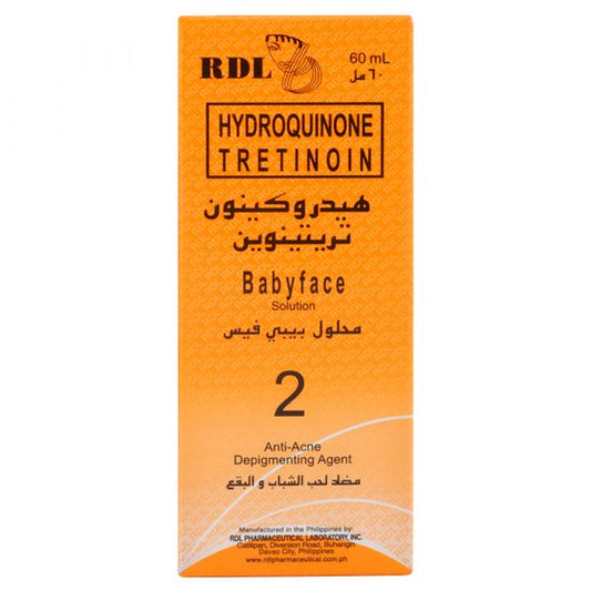 RDL Hydroquinone Tretinoin Babyface Solution No 2 Anti-Acne Depigmenting Agent 60ml Intlcosmetic
