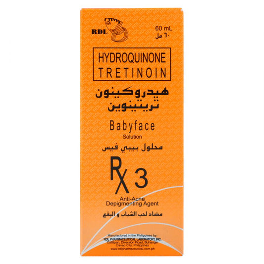 RDL Hydroquinone Tretinoin Babyface Solution RX3 Anti-Acne Depigmenting Agent 60ml Intlcosmetic
